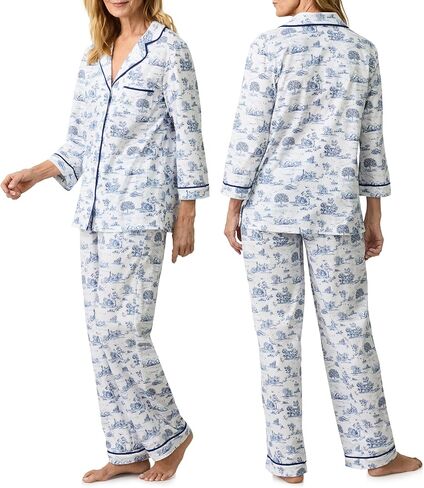 Carole Hochman Womens 3/4 Sleeve Pajama Top & Matching PJ Pants Set - 100% Cotton Jersey - Lightweight Sleepwear & Loungewear in Saudi Arabia
