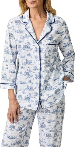 Carole Hochman Womens 3/4 Sleeve Pajama Top & Matching PJ Pants Set - 100% Cotton Jersey - Lightweight Sleepwear & Loungewear in Saudi Arabia