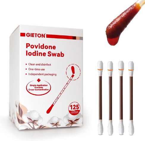 FSA | HSA Eligible 25-Count Povidone Iodine Swabs, Iodine Swabsticks, Wound Care, First Aid Kits, Nasal & Ear Gentle Care and Emergency Care for The Whole Family. in Saudi Arabia