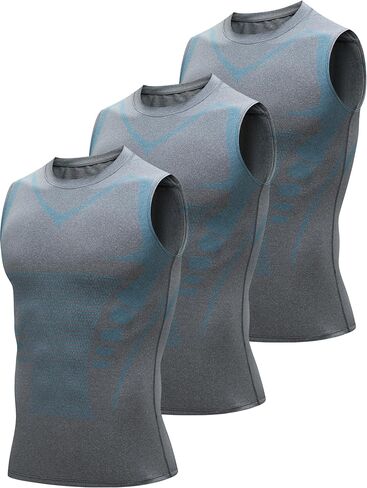 3Pack Men's Compression Shirts Athletic Sleeveless Tank Top Dry Fit Running Sports Workout Base Layer Undershirt in Saudi Arabia