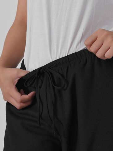 Women's Petite Elastic Waist Linen Pants in Saudi Arabia