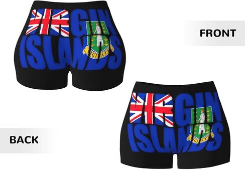 SUNNYEE British Virgin Islands Flag Women's Workout Shorts Casual Athletic Shorts Biker Sport Short Pants Seamless Scrunch Pant Elastic Waist Hot Pants for Exercise Gym Yoga Large Red in Kuwait