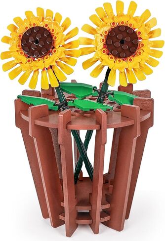 Wooden Vase Kit for Lego Flowers, Terracotta Pot Inspired Vase for Lego Sunflower Tulips Daffodils Lotus, DIY Assembly Flower Vase for Bouquet Arrangement Home Decor Gift for Women Adults in Saudi Arabia