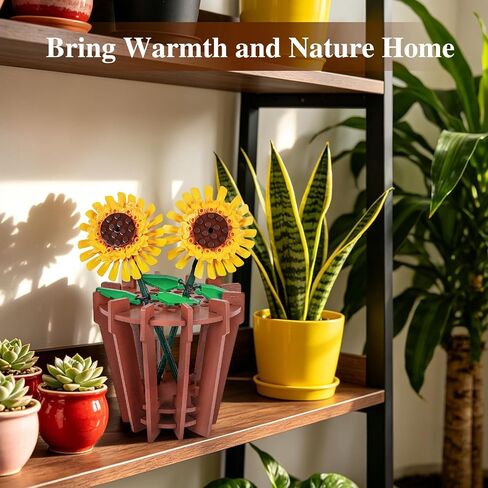 Wooden Vase Kit for Lego Flowers, Terracotta Pot Inspired Vase for Lego Sunflower Tulips Daffodils Lotus, DIY Assembly Flower Vase for Bouquet Arrangement Home Decor Gift for Women Adults in Saudi Arabia