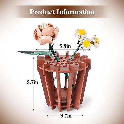 Wooden Vase Kit for Lego Flowers, Terracotta Pot Inspired Vase for Lego Sunflower Tulips Daffodils Lotus, DIY Assembly Flower Vase for Bouquet Arrangement Home Decor Gift for Women Adults in Saudi Arabia