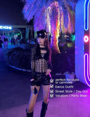 Sexy Hollow Out Mesh Bodysuit for Women - Long Sleeve Fishnet Lingerie | Rave Party, Club wear in Saudi Arabia