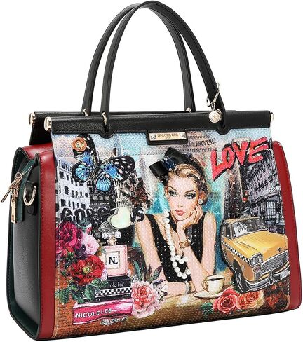Nicole Lee Sabina Imagines Tote Bag, Pebbled Vegan Leather, Gold-Tone Hardware, Rhinestone Embellished, Two-Way Zip (SABINA IMAGINES) in Saudi Arabia
