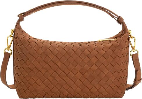 Woven Suede Hobo Purse for Women Faux Suede Shoulder Bag Crescent Crossbody Purse Satchel Slouchy Handbag | Crossbody Purse in Saudi Arabia