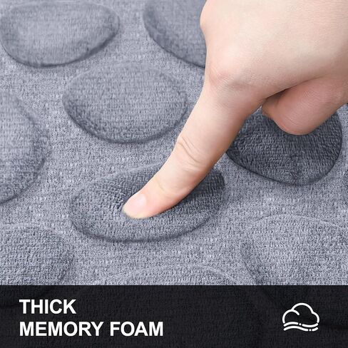 Memory Foam Bath Mat,16x24 Inch Non Slip Cobblestone Bath Mats,Manchine Washable Absorbent Bathroom Floor Mats,Ultra Soft and Quick Dry Bath Rugs for Bathroom Tub and Shower,Gray in Saudi Arabia