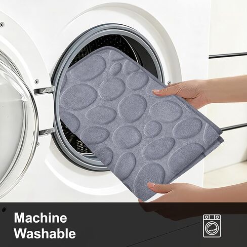 Memory Foam Bath Mat,16x24 Inch Non Slip Cobblestone Bath Mats,Manchine Washable Absorbent Bathroom Floor Mats,Ultra Soft and Quick Dry Bath Rugs for Bathroom Tub and Shower,Gray in Saudi Arabia