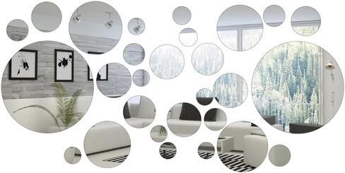 9Pcs Small Circle Mirror Round Mirror for Wall 2/4/6/8 Inch Stick on Acrylic Adhesive Mirrors Circles for Crafts Wall Decor Peel And Stick Mirrors Tiles for Bathroom Living Room Bedroom Decor in Kuwait