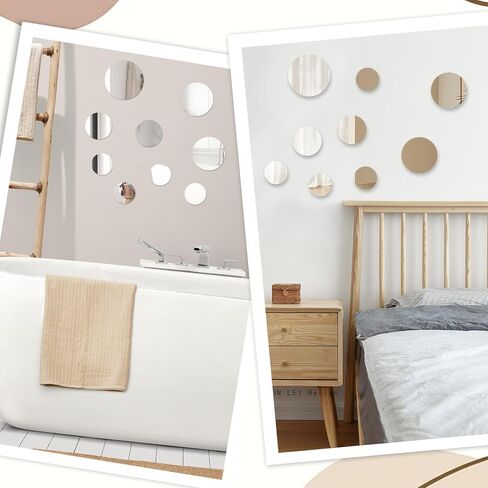9Pcs Small Circle Mirror Round Mirror for Wall 2/4/6/8 Inch Stick on Acrylic Adhesive Mirrors Circles for Crafts Wall Decor Peel And Stick Mirrors Tiles for Bathroom Living Room Bedroom Decor in Kuwait