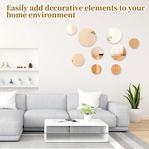 9Pcs Small Circle Mirror Round Mirror for Wall 2/4/6/8 Inch Stick on Acrylic Adhesive Mirrors Circles for Crafts Wall Decor Peel And Stick Mirrors Tiles for Bathroom Living Room Bedroom Decor in Kuwait