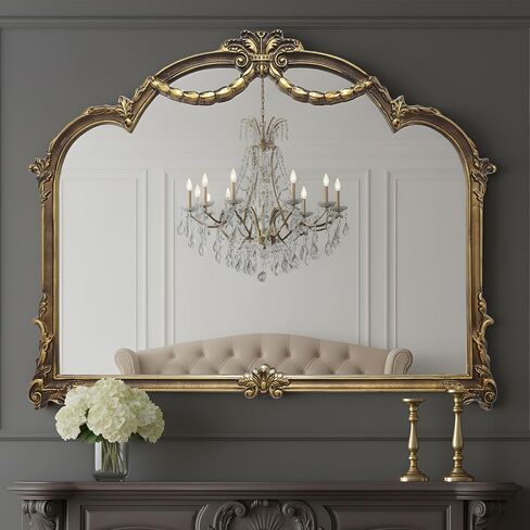Growsun Antique Vintage Gold Wall Mirror 39x31 inch, Baroque Decorative Wall Mirror for Living Room, Fireplace Mantel, or Entryway Decor in Saudi Arabia