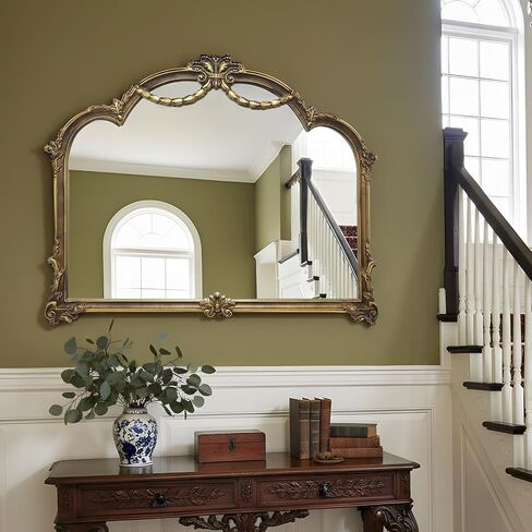 Growsun Antique Vintage Gold Wall Mirror 39x31 inch, Baroque Decorative Wall Mirror for Living Room, Fireplace Mantel, or Entryway Decor in Saudi Arabia
