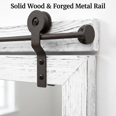 27"x49" Large Whitewashed Barn Door Bathroom Mirror for Over Sink, Horizontal Solid Wood Frame Rustic Vanity Mirror, HD Tempered Glass Farmhouse Wall Mirror for Double Vanity Setup in Saudi Arabia