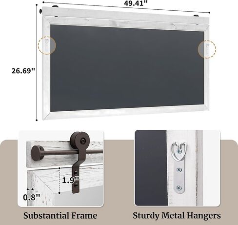 27"x49" Large Whitewashed Barn Door Bathroom Mirror for Over Sink, Horizontal Solid Wood Frame Rustic Vanity Mirror, HD Tempered Glass Farmhouse Wall Mirror for Double Vanity Setup in Saudi Arabia