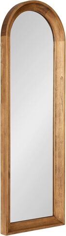 Kate and Laurel Hatherleigh Modern Slim Arched Panel Wall Mirror, 12 x 36, Rustic Brown, Transitional Narrow Wooden Arch Mirror for Use as Versatile Bedroom or Entryway Wall Decor in Kuwait