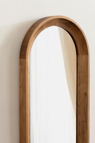 Kate and Laurel Hatherleigh Modern Slim Arched Panel Wall Mirror, 12 x 36, Rustic Brown, Transitional Narrow Wooden Arch Mirror for Use as Versatile Bedroom or Entryway Wall Decor in Kuwait