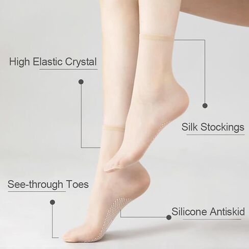 8Packs Sheer Socks Women, No Show Socks Womens, Non-slip And Invisible Crystal Silk Sock in Kuwait