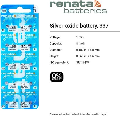 Renata Batteries 337(SR416SW) Button Cell Watch Battery (5 Pack) in Saudi Arabia