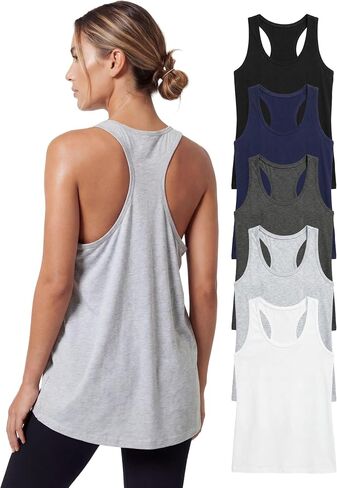 AMERICAN HEAVEN Women’s Cotton Stretch Racerback Tank Tops | Work Out Athletic Tanks | Multi Packs Colors in Saudi Arabia