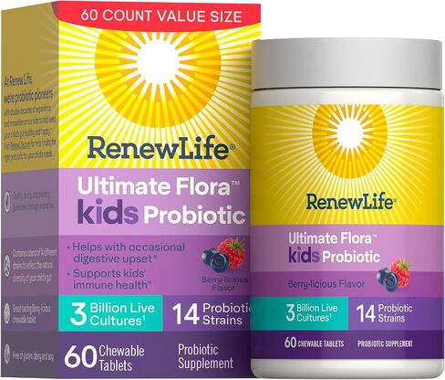 Renew Life Ultimate Flora Kids Probiotic Chewables | 60 Chewable Tablets in Saudi Arabia