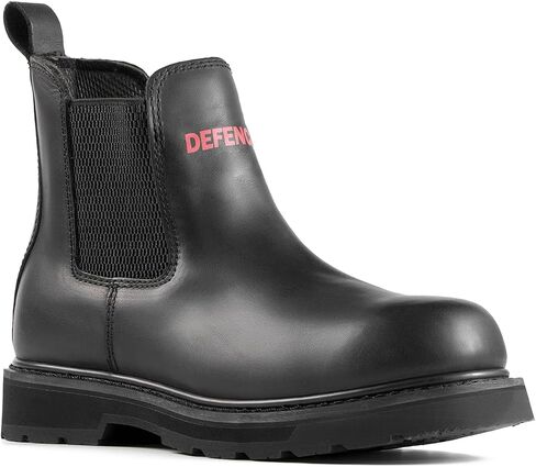 Men’s Slip On Work Boots, 6 Inch Soft Toe Chelsea Work Boots, ASTM F2892 EH, Slip Resistant Oil Resistant Rubber Outsole, PU Insole, Steel Shank, Black D2432 in Saudi Arabia