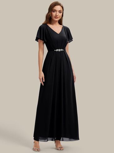 Ever-Pretty Women's V-Neck Short Sleeves Formal Dress Chiffon Maxi A-Line Mother of the Bride Dress 02740 in Kuwait
