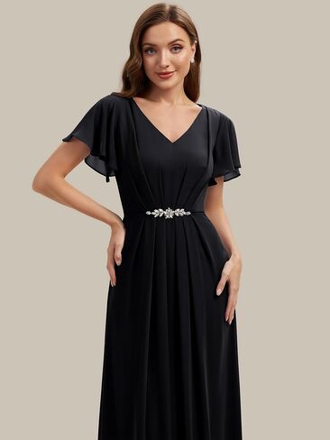 Ever-Pretty Women's V-Neck Short Sleeves Formal Dress Chiffon Maxi A-Line Mother of the Bride Dress 02740 in Kuwait