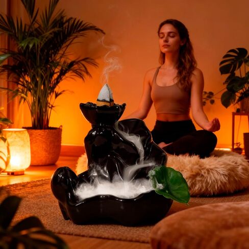STRN Backflow Incense Cones with Burner for Waterfall, 8 Scented Incense Cone 24 PCS, Sandalwood, Agarwood, Jasmine, Lavender, Backflow Smoke Burning Cone Incense Bulks for Home Fragrance, Bathroom in Saudi Arabia