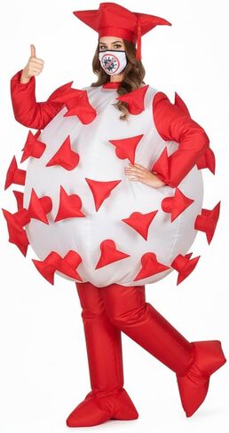 Vandue Inflatable Virus Costume for Adults - Funny Covid Germ Outfit with Dual Fans for Halloween & Parties - One Size Fits Most in Saudi Arabia