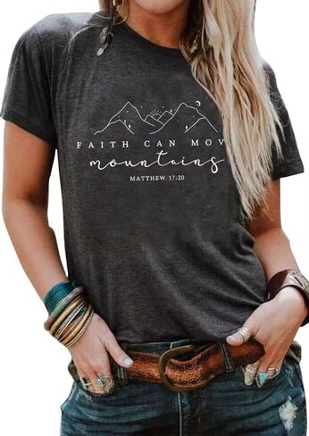 Christian T-Shirt Women Faith Inspirational Graphic Shirts Tee Short Sleeve Religious Bible T Shirt Tops in Saudi Arabia