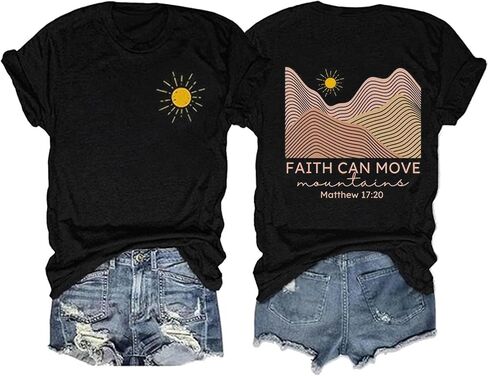 Christian T-Shirt Women Faith Inspirational Graphic Shirts Tee Short Sleeve Religious Bible T Shirt Tops in Saudi Arabia