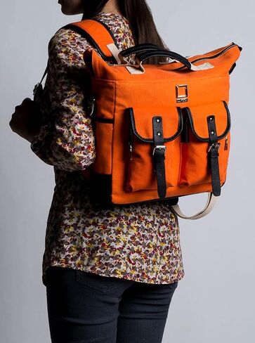 Hybrid Canvas Shoulder Backpack Messenger Bag Roll Top Convertible Strap Water Resistant 13 Inch Laptop Pockets Commuter Travel Daily Organizer Top Handle in Saudi Arabia