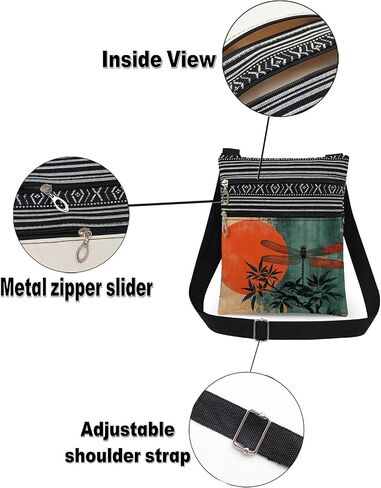 Dragonfly Sun Crossbody Bag Dragonfly on Branch Print Adjustable Shoulder Strap Messenger Bag Daily Use ZIpper Wallet Nice Birthday Gift or Christmas Present​​ for Friend in Saudi Arabia