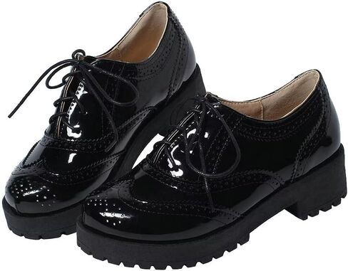 Agodor Women's Lace up Wingtip Oxford Shoes Chunky Heel Platform Vintage Round Toe Brogue Shoes in Saudi Arabia