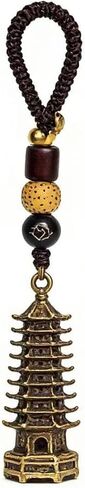 فنغ شوي 9-Level Wenchang Pagoda Keychain، خمر النحاس Wenchang Tower Lucky Talisman للنجاح الأكاديمي، والنمو الوظيفي، تميمة صينية ميمونة لمفاتيح السيارة، حقيبة، هدية مثالية للطلاب in Kuwait
