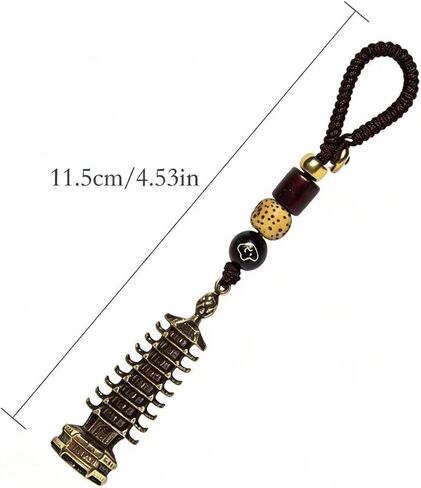 فنغ شوي 9-Level Wenchang Pagoda Keychain، خمر النحاس Wenchang Tower Lucky Talisman للنجاح الأكاديمي، والنمو الوظيفي، تميمة صينية ميمونة لمفاتيح السيارة، حقيبة، هدية مثالية للطلاب in Kuwait