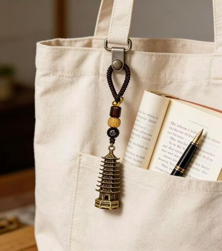 فنغ شوي 9-Level Wenchang Pagoda Keychain، خمر النحاس Wenchang Tower Lucky Talisman للنجاح الأكاديمي، والنمو الوظيفي، تميمة صينية ميمونة لمفاتيح السيارة، حقيبة، هدية مثالية للطلاب in Kuwait