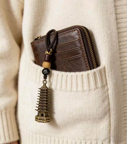 فنغ شوي 9-Level Wenchang Pagoda Keychain، خمر النحاس Wenchang Tower Lucky Talisman للنجاح الأكاديمي، والنمو الوظيفي، تميمة صينية ميمونة لمفاتيح السيارة، حقيبة، هدية مثالية للطلاب in Kuwait