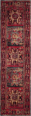 سجادة عداء من مجموعة همدان العتيقة من SAFAVIEH - 2'3" × 20'، أحمر ومتعدد، تصميم فارسي تقليدي شرقي، لا يتساقط ويسهل العناية به، مثالي للمناطق ذات الحركة العالية في غرفة المعيشة وغرفة النوم (VTH213A) in Kuwait