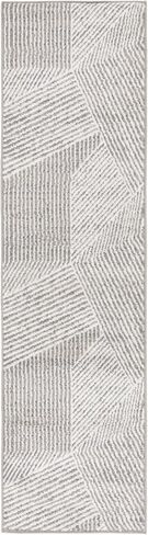 SAFAVIEH Pyramid Collection Runner Rug - 2'2" x 8', Grey & Ivory, Geometric Design, Ideal for High Traffic Areas in Entryway, Kitchen & Bathroom (PYR241F-28) in Saudi Arabia