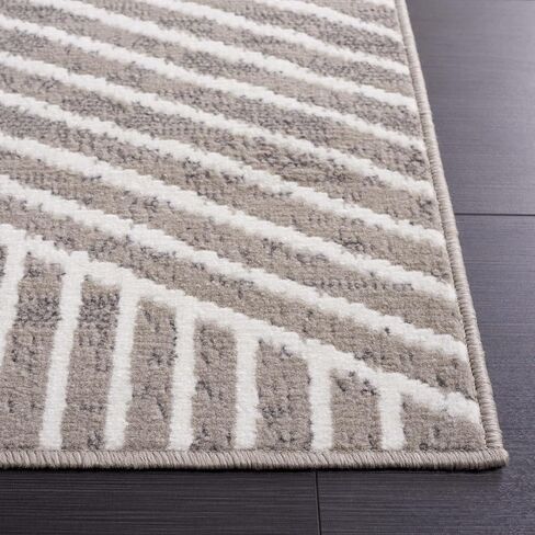 SAFAVIEH Pyramid Collection Runner Rug - 2'2" x 8', Grey & Ivory, Geometric Design, Ideal for High Traffic Areas in Entryway, Kitchen & Bathroom (PYR241F-28) in Saudi Arabia