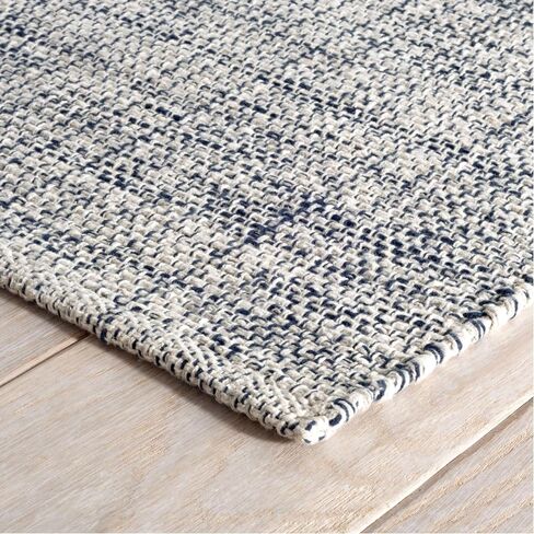 Dash and Albert Marled Cotton Area Rug - 2.5' x 8' Runner Indigo Solid Handwoven Accent Rug - Durable, Lightweight, High Traffic Hallway, Bedroom, Living Room in Saudi Arabia