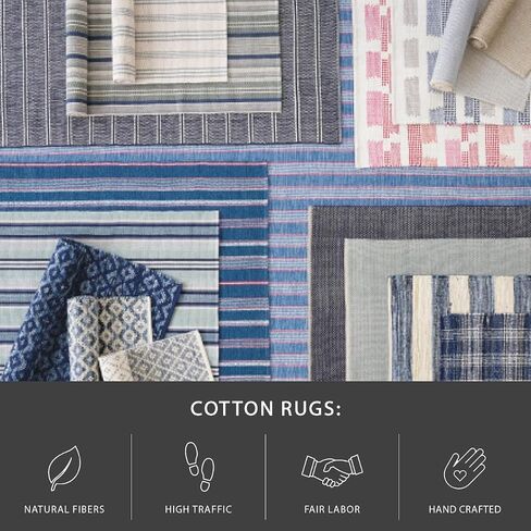 Dash and Albert Marled Cotton Area Rug - 2.5' x 8' Runner Indigo Solid Handwoven Accent Rug - Durable, Lightweight, High Traffic Hallway, Bedroom, Living Room in Saudi Arabia