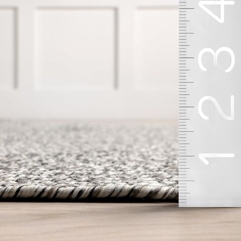 nuLOOM 2' x 8' سجادة صلبة مضفرة يدويًا للأماكن الداخلية/الخارجية، صديقة للحيوانات الأليفة، حركة مرور عالية، مقاومة للطقس، للفناء، الشرفة، غرفة النوم، المعيشة، غرفة الطعام، ملح وين والفلفل in Kuwait