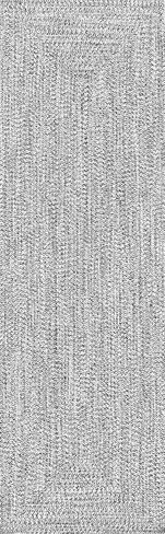 nuLOOM 2' x 8' سجادة صلبة مضفرة يدويًا للأماكن الداخلية/الخارجية، صديقة للحيوانات الأليفة، حركة مرور عالية، مقاومة للطقس، للفناء، الشرفة، غرفة النوم، المعيشة، غرفة الطعام، ملح وين والفلفل in Kuwait