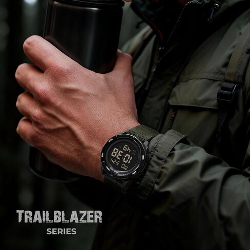PINDOWS Men's Digital Sports Watch, Large Face Military Tactical Wristwatch for Men, 50M Waterproof, LED Backlight, Alarm, Stopwatch, Rugged Outdoor Watch for Running, Work and Gym in Saudi Arabia