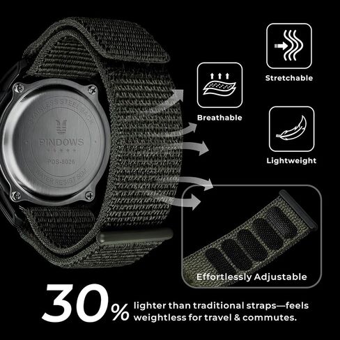 PINDOWS Men's Digital Sports Watch, Large Face Military Tactical Wristwatch for Men, 50M Waterproof, LED Backlight, Alarm, Stopwatch, Rugged Outdoor Watch for Running, Work and Gym in Saudi Arabia